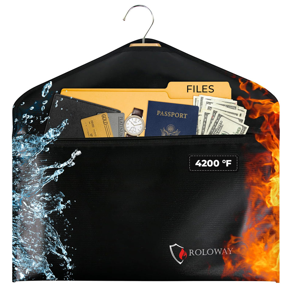 ROLOWAY hanger diversion safe tucked in a closet for discreet cash or valuables storage.