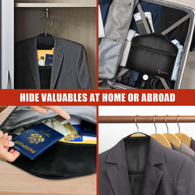 ROLOWAY hanger safe includes inner pockets for organized concealment.