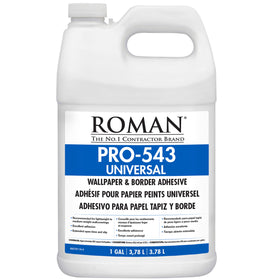 ROMAN PRO-543 universal border adhesive in a gallon, offering strong hold for borders.