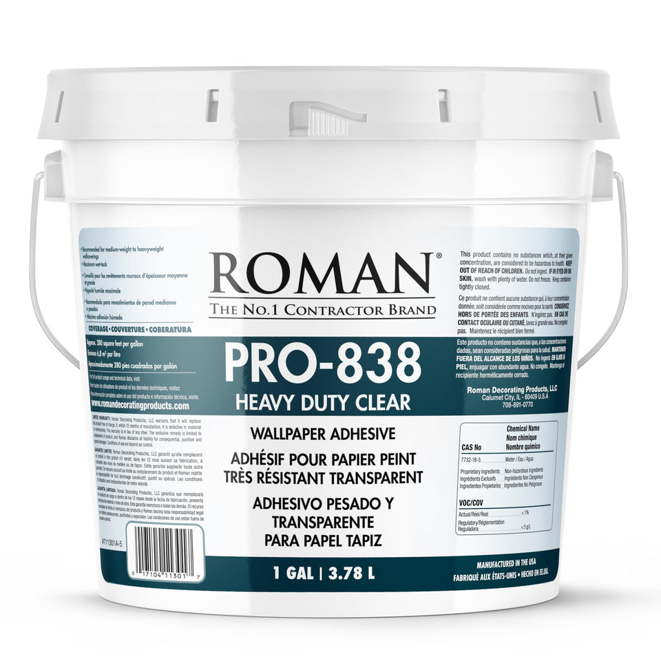 Roman PRO-838 heavy-duty clear adhesive bottle pour for a clean install