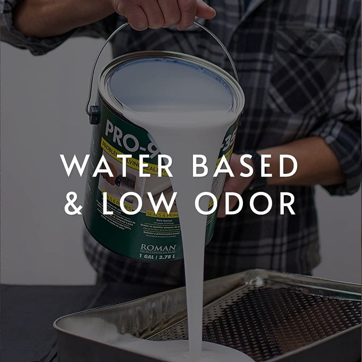 Roman PRO-999 sealer and primer dries clear for textured walls and popcorn ceilings.