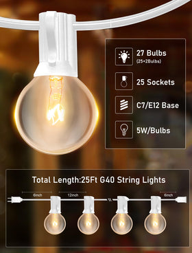 Romasaty G40 globe bulbs close-up showing clear glass and vintage charm for ambient lighting.