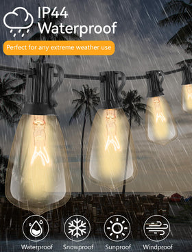 Romasaty outdoor patio lighting same ST35 bulb creating soft ambience