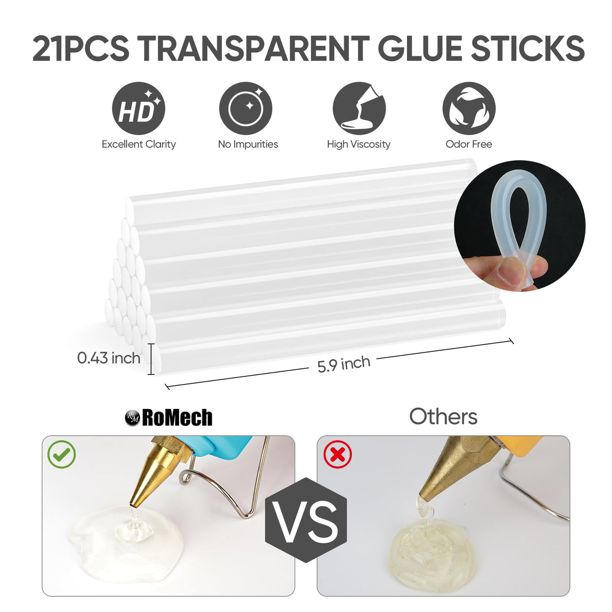 ROMECH 21-stick glue pack ideal for quick crafting sessions.
