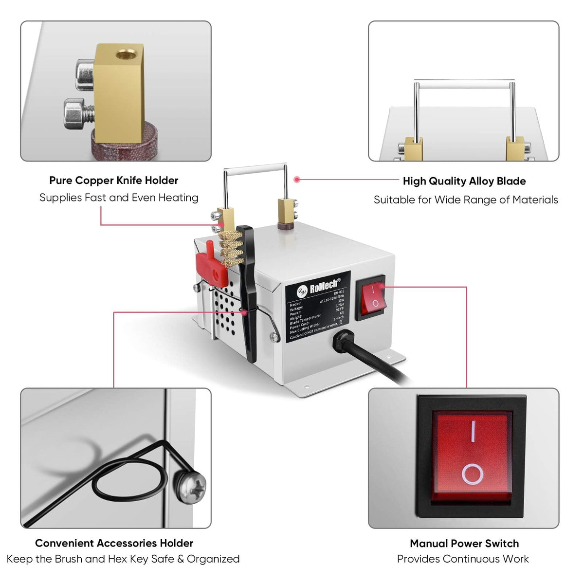ROMECH 30W unit on bench-mount setup for industrial cutting tasks.