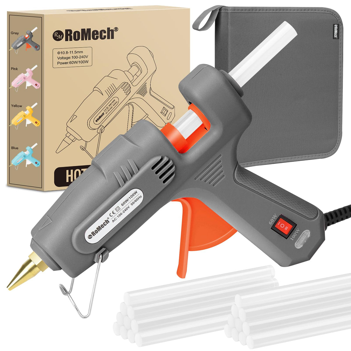 ROMECH full-size glue gun with dual power for crafting and heavy materials