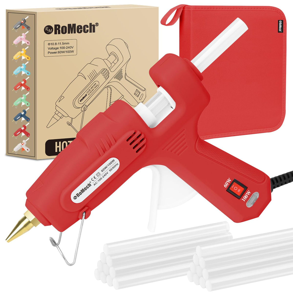 ROMECH full-size hot glue gun with dual power for fast projects