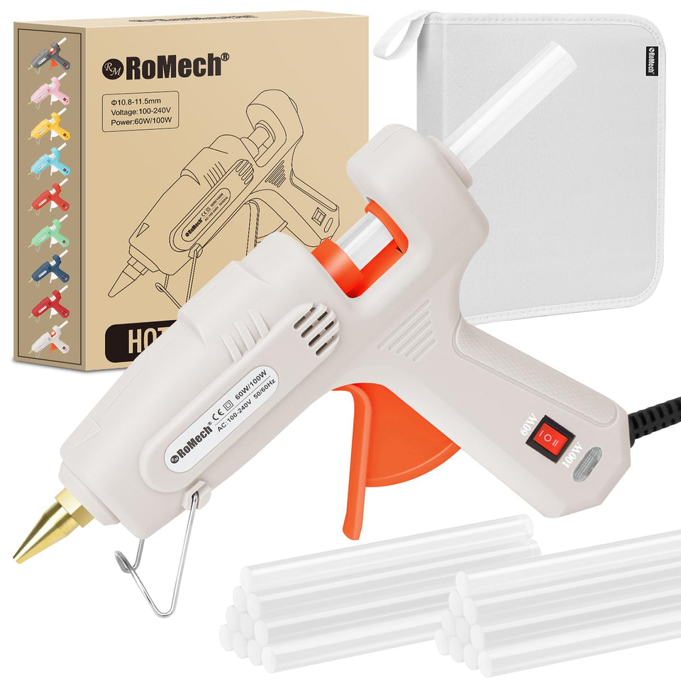ROMECH glue gun dual-temperature controls for crafting and repairs