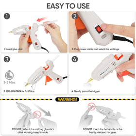 ROMECH glue gun in use on a wood project shows rapid preheat and strong bond promise