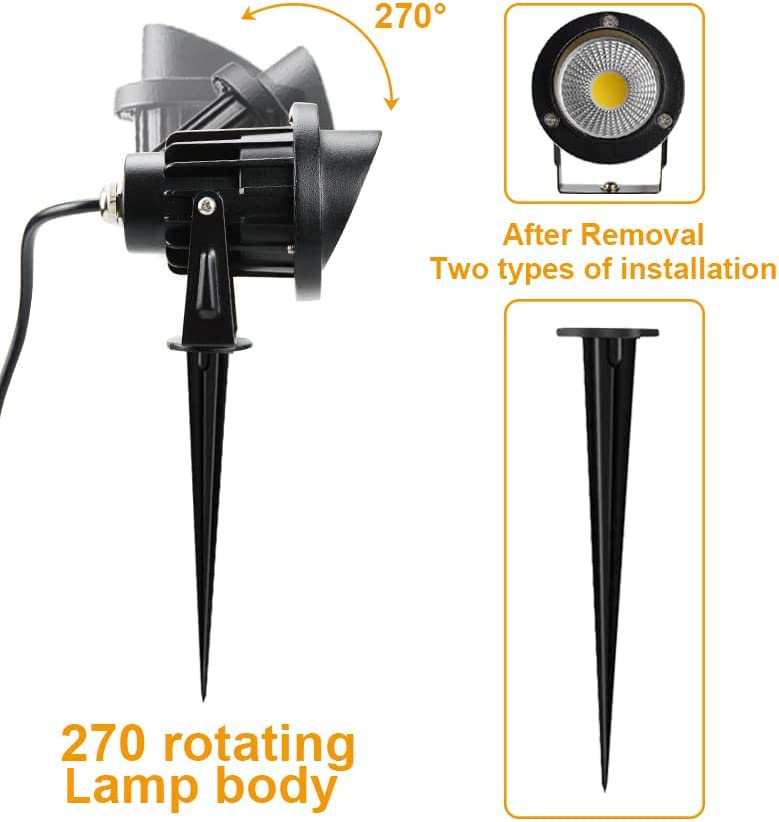 Romwish LED landscape spotlight 10W adjustable head for precise lighting angles.