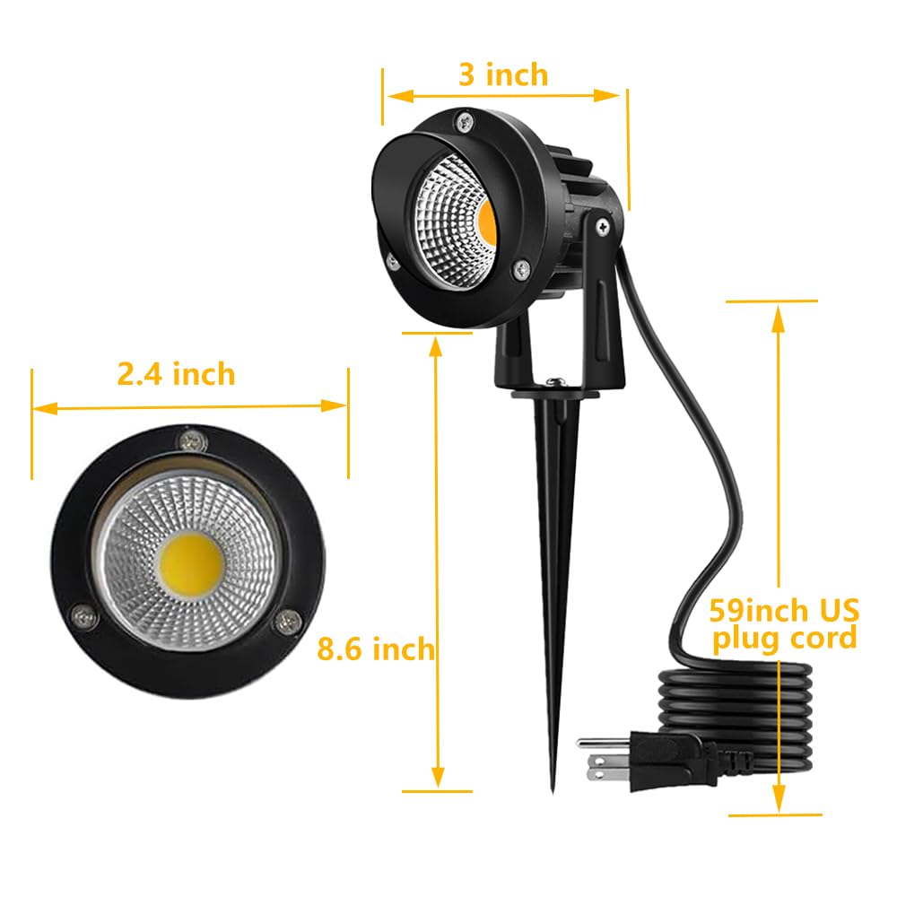 Romwish LED landscape spotlight 10W ground stake for quick outdoor installation.
