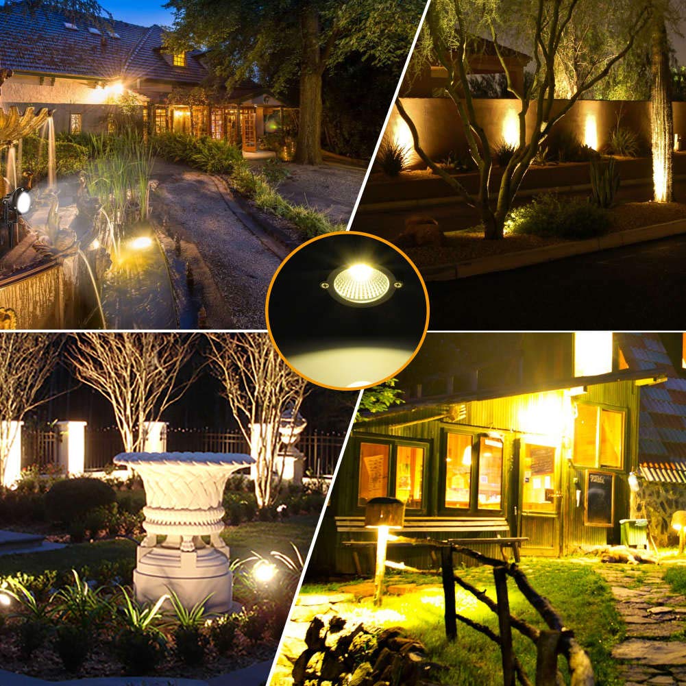 Romwish LED landscape spotlight 10W IP65 waterproof for rain and dust resistance.