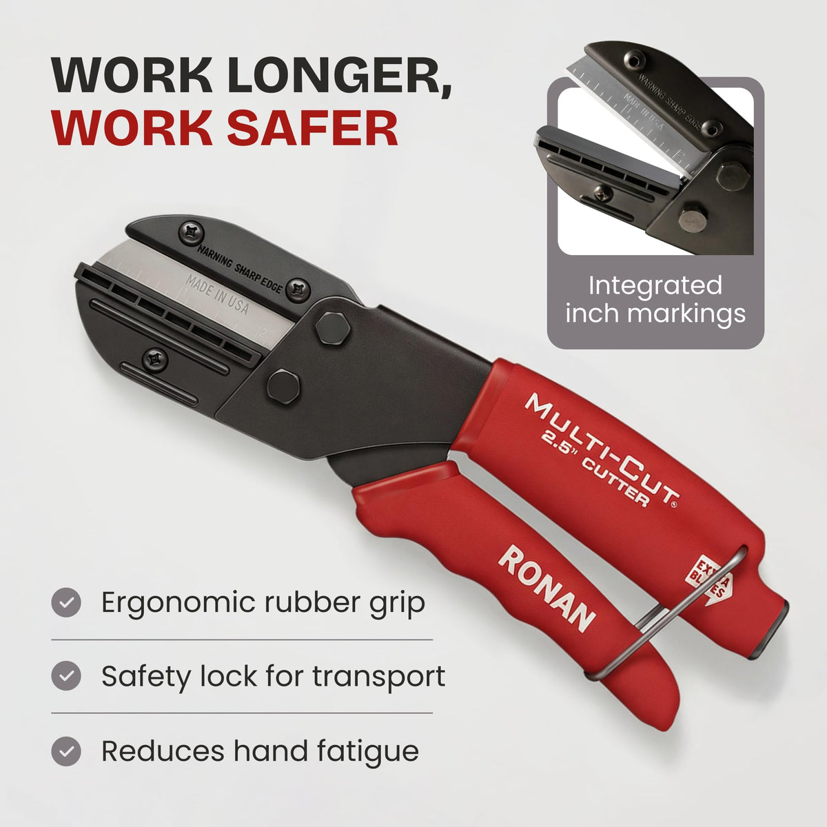 Ronan Multi-Cut durable plastic body resists wear in tough environments.