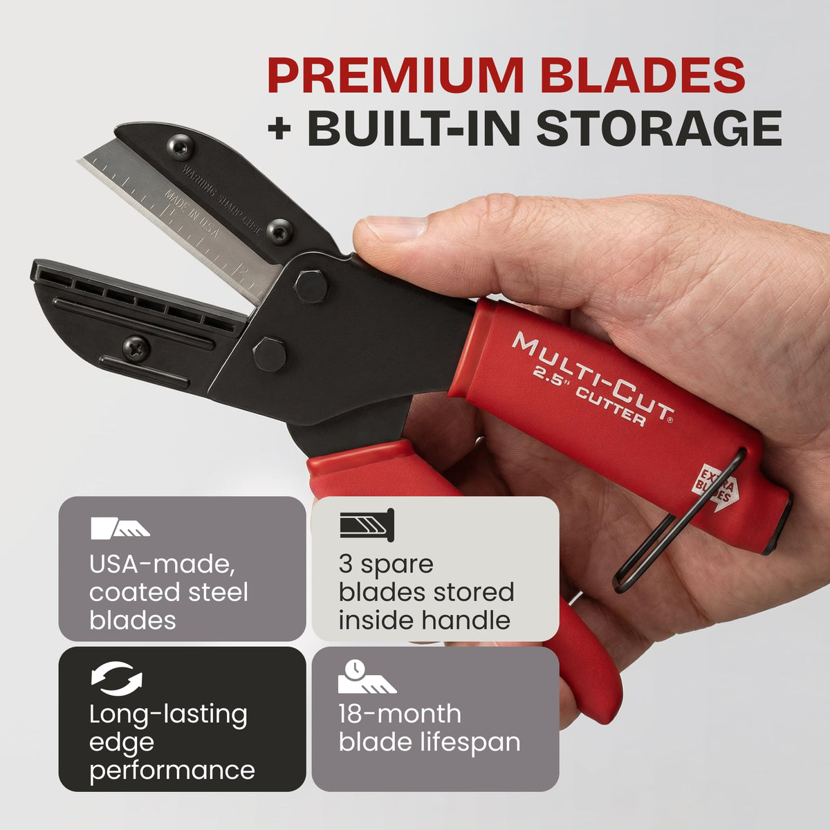 Ronan Multi-Cut replaceable blades extend tool life and versatility.