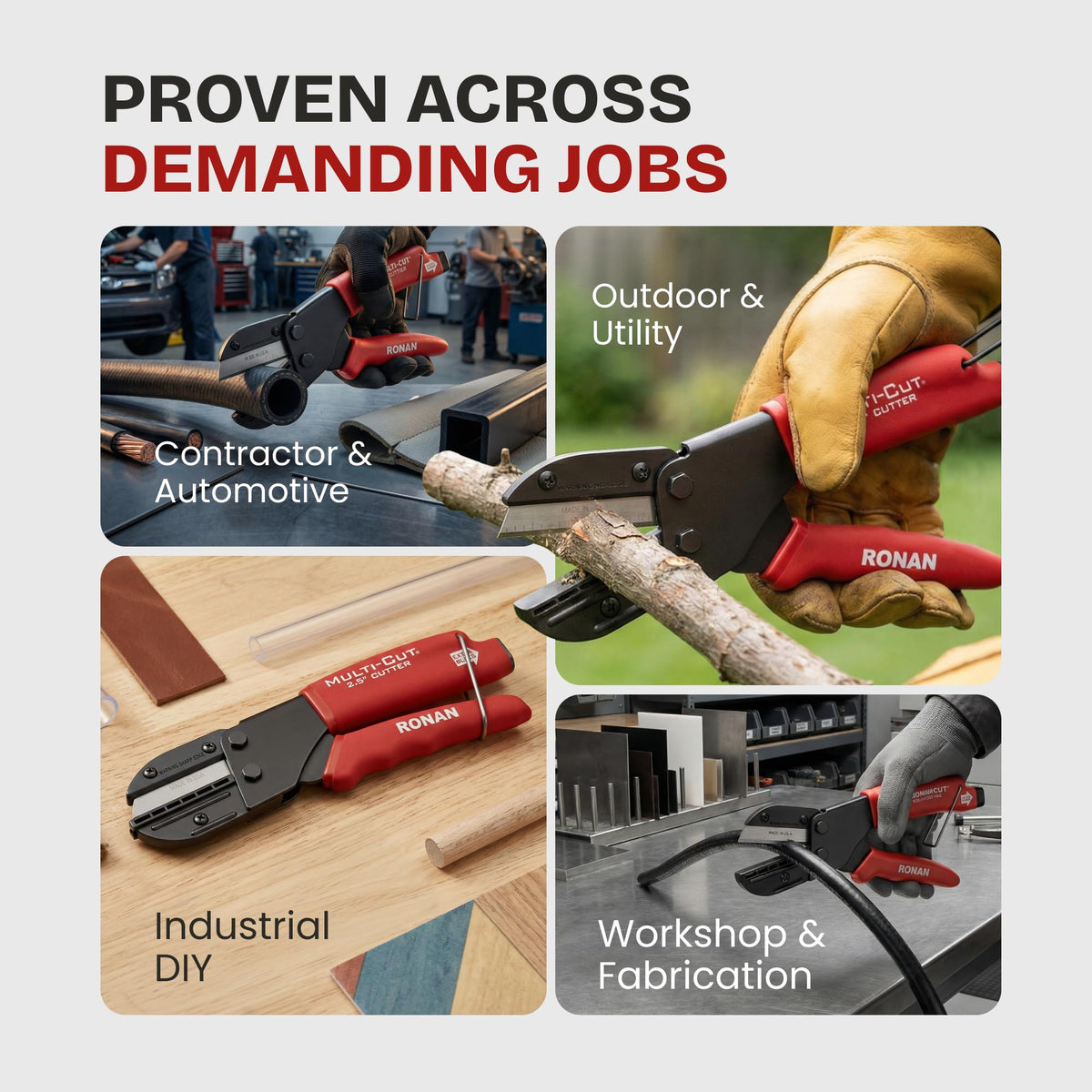 Ronan Multi-Cut versatile applications for hoses, rope, wood, and more.