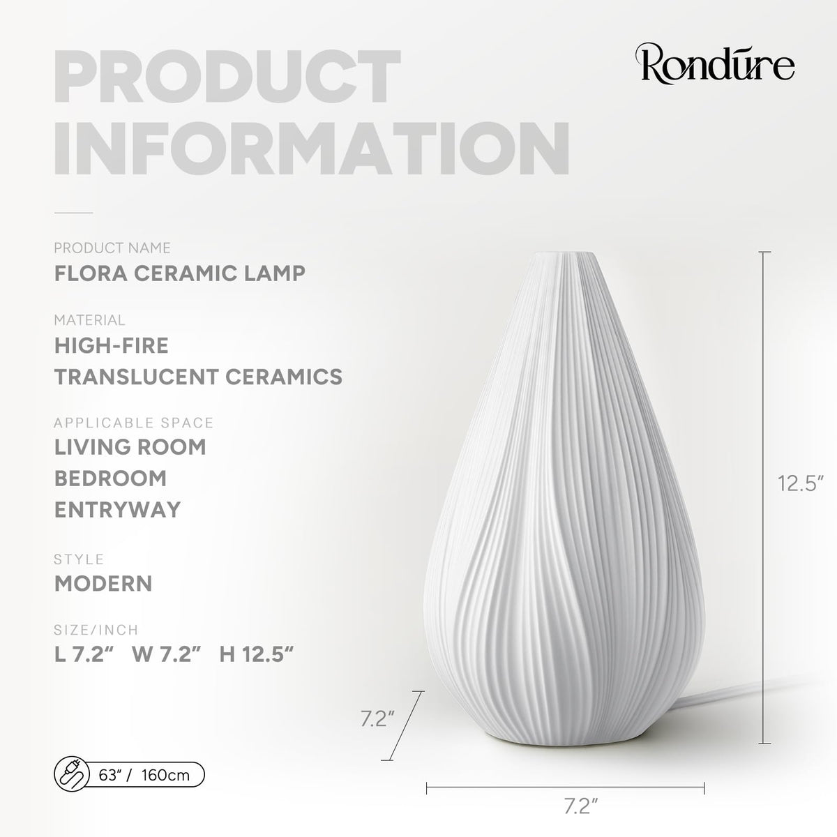 RONDURE lamp complements living room or bedroom setups with cozy lighting.
