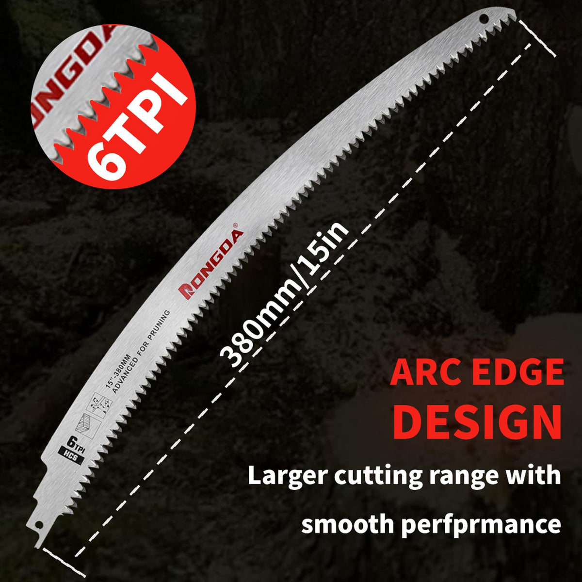 Rongda 6TPI pruning blade designed for fast wood pruning and clean finishes