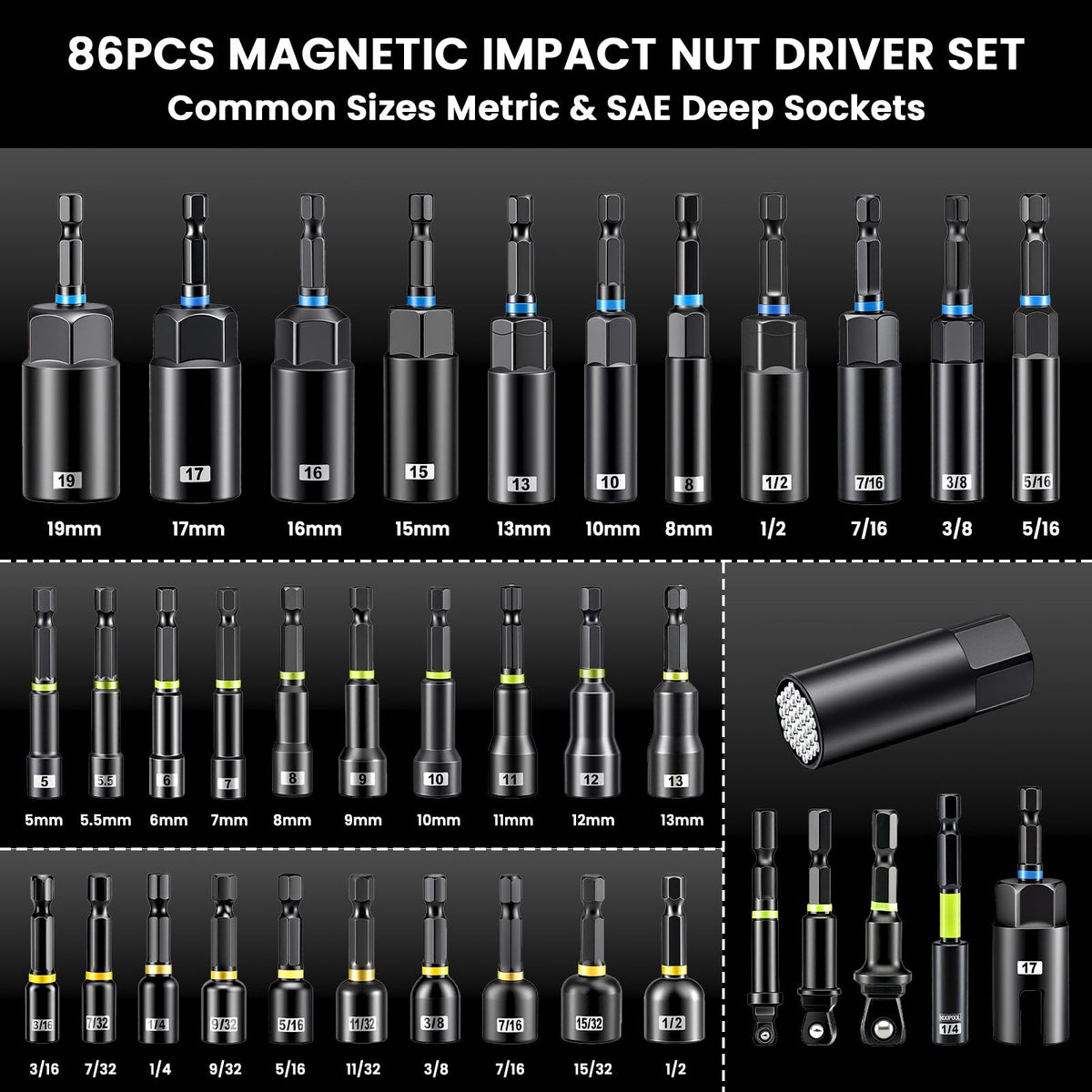 Rongda deep socket design helps reach recessed fasteners in tight spaces.