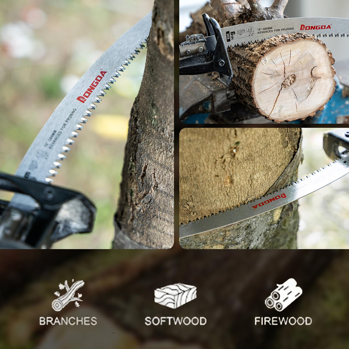 Rongda three blade pack for tree trimming and wood cutting projects
