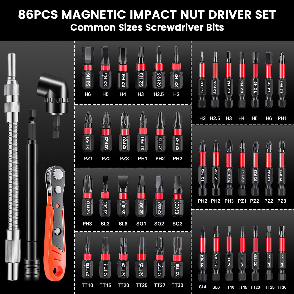 Rongda S2 bits deliver high-torque performance with durable steel.