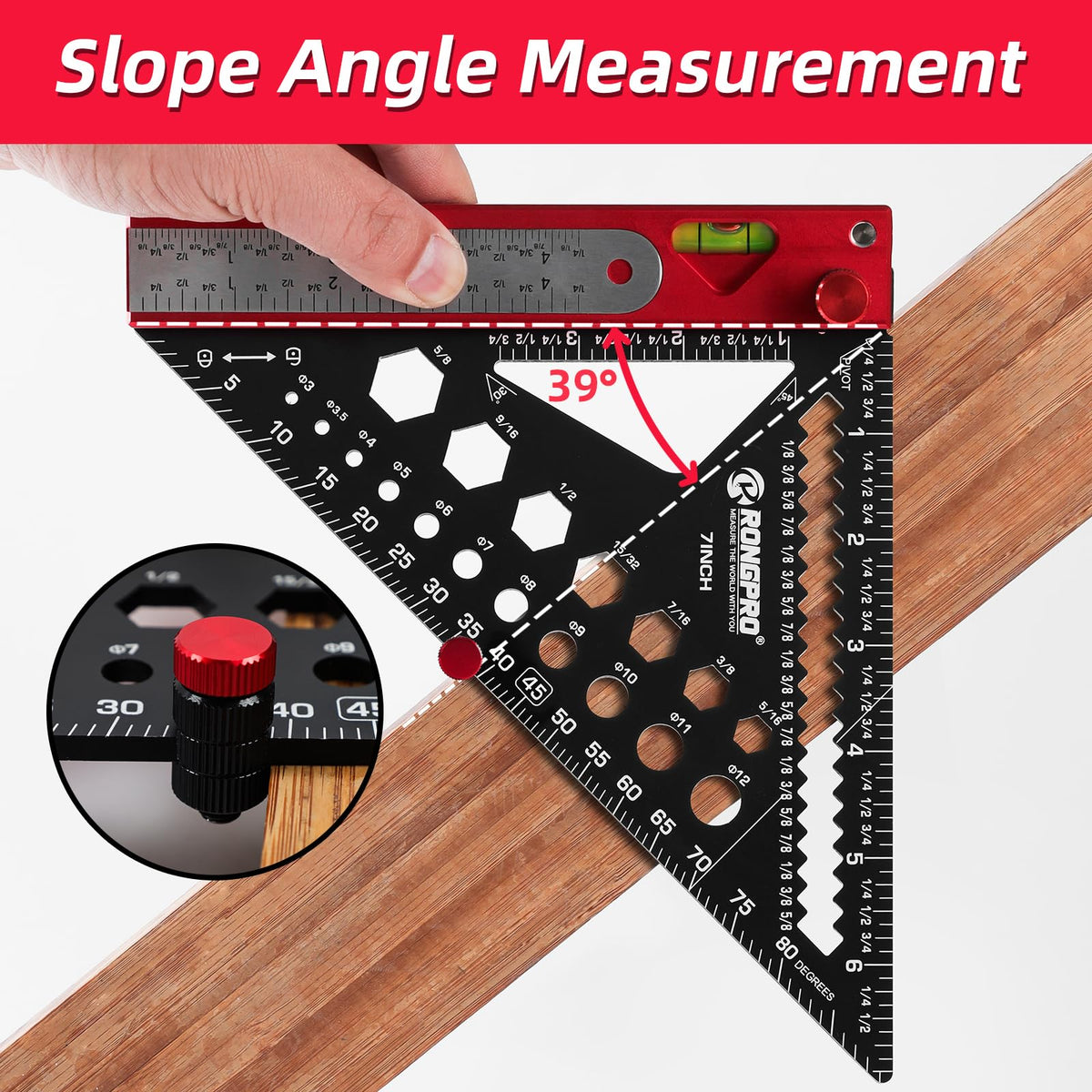 Rongpro 8-in-1 ruler with depth gauge for reliable measurements