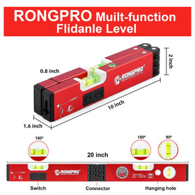 RONGPRO foldable level in rectangle storage mode for portable use.