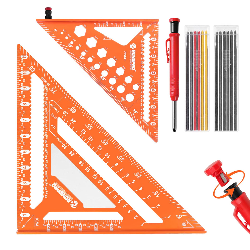 RONGPRO 12-inch rafter square used for precise roof layout