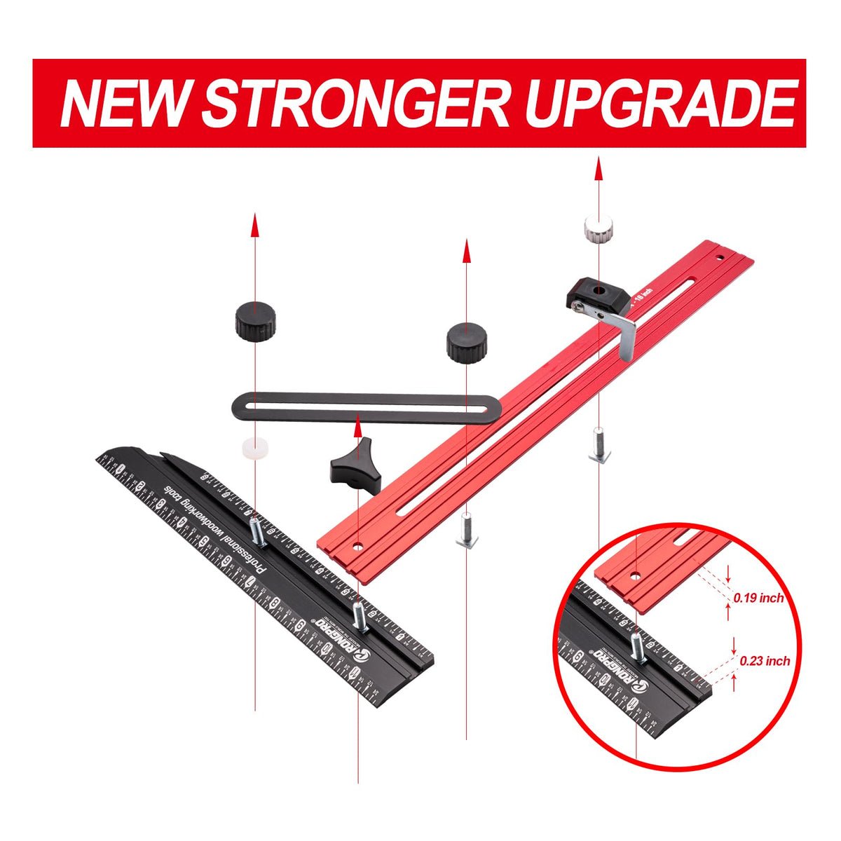 RONGPRO stair tread template tool angle-locking red improves measurement stability for clean cuts