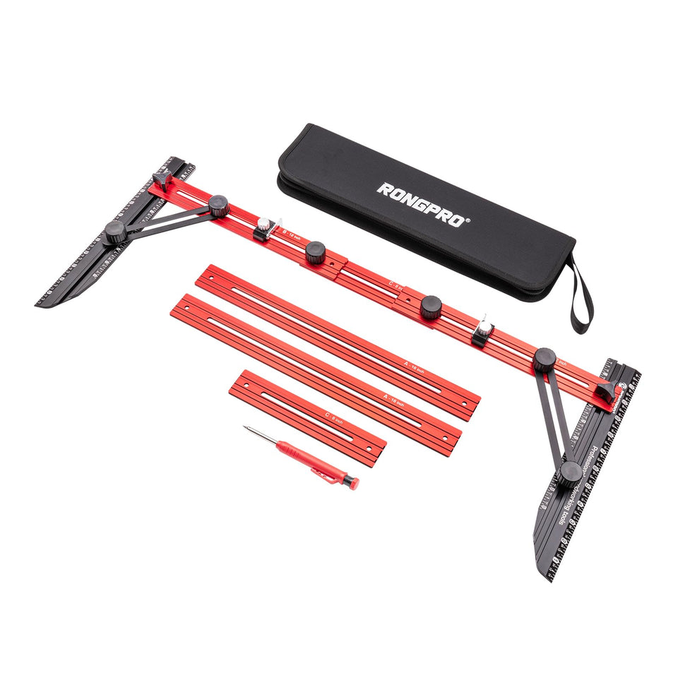 RONGPRO stair tread template tool full kit red enables precise stair layout planning