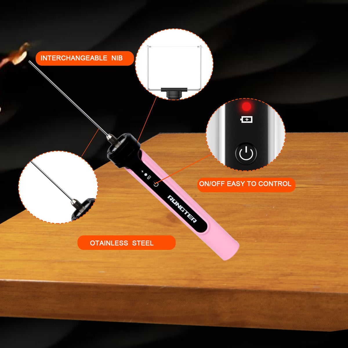 RONGTER heated tip reaches 842°F for precise foam cuts.