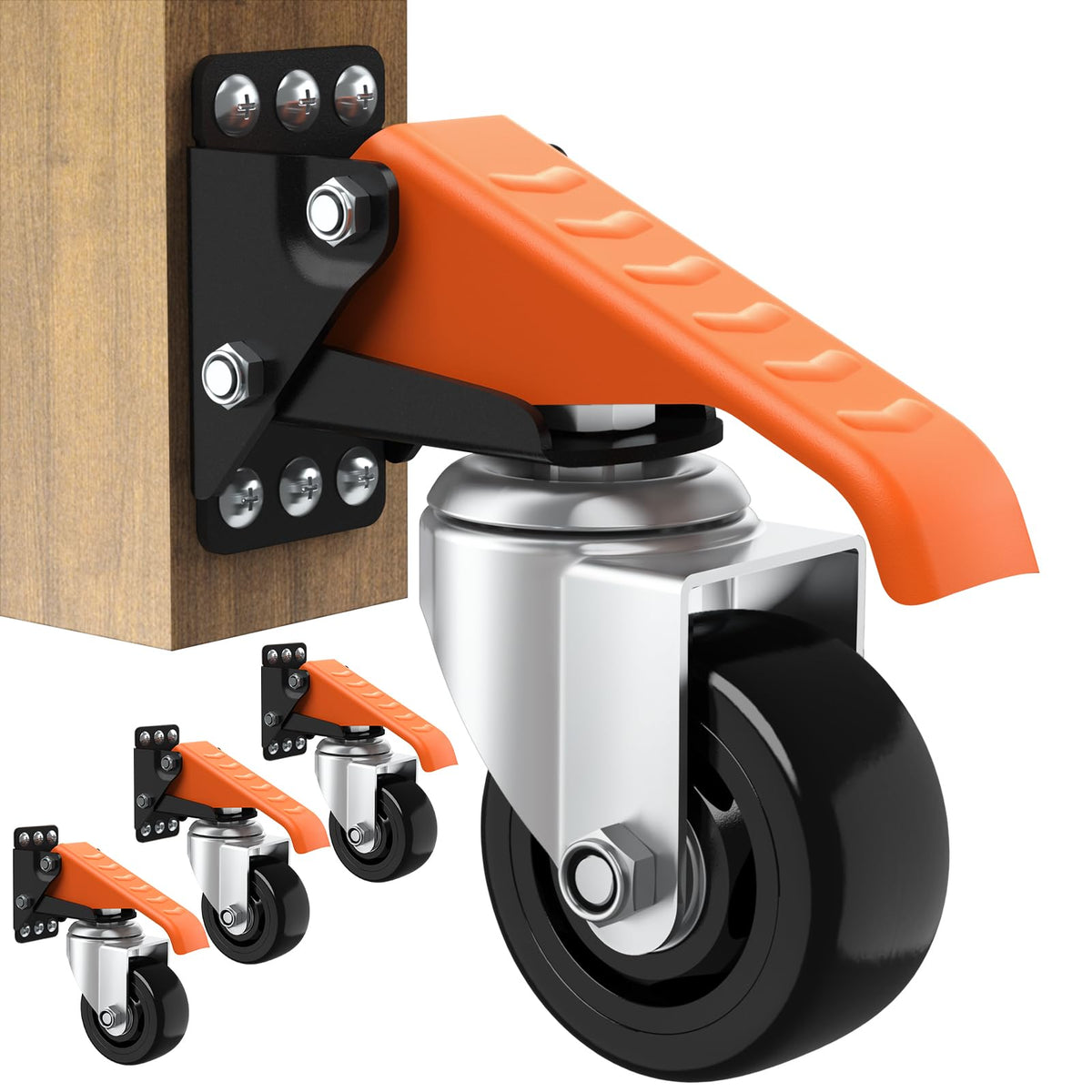 Ronlap workbench caster with 3-inch urethane wheel for smooth mobility on flat floors.