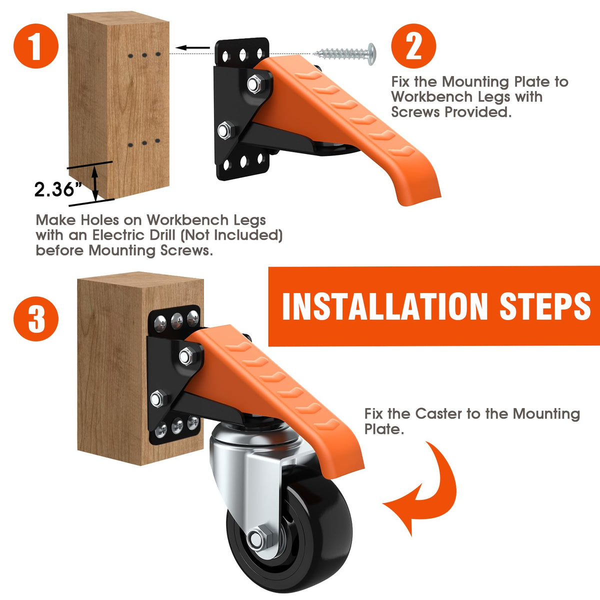 Ronlap orange non-slip pedal enhances grip during setup and movement.