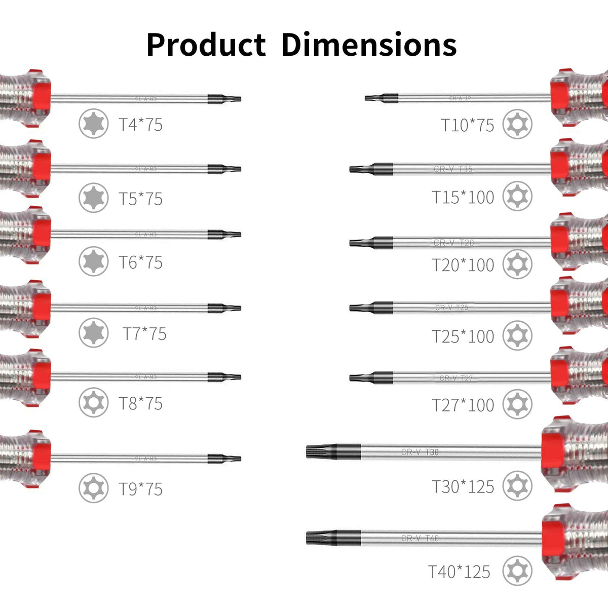 RONMAR tamper-proof Torx bits with center-hole design for secure engagement.