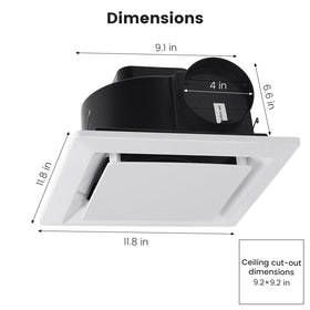 Roodike exhaust fan's 4-inch duct collar for easy venting