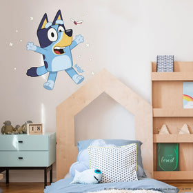 Close-up of RoomMates Bluey artwork on a wall decal.