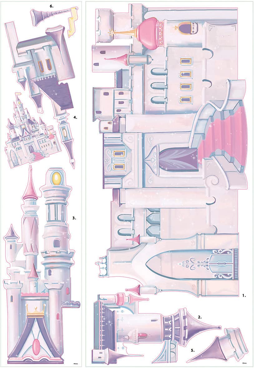 RoomMates Disney Princess Castle removable wall decal demonstrating easy repositioning.