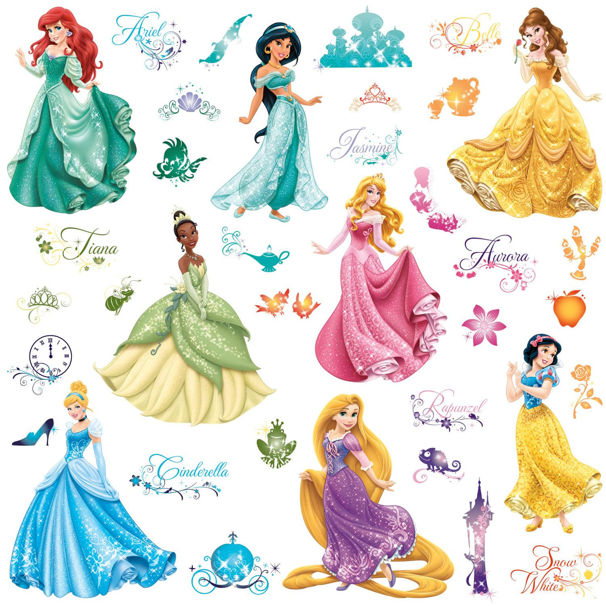 RoomMates Cinderella princess decals for easy, removable wall decor.