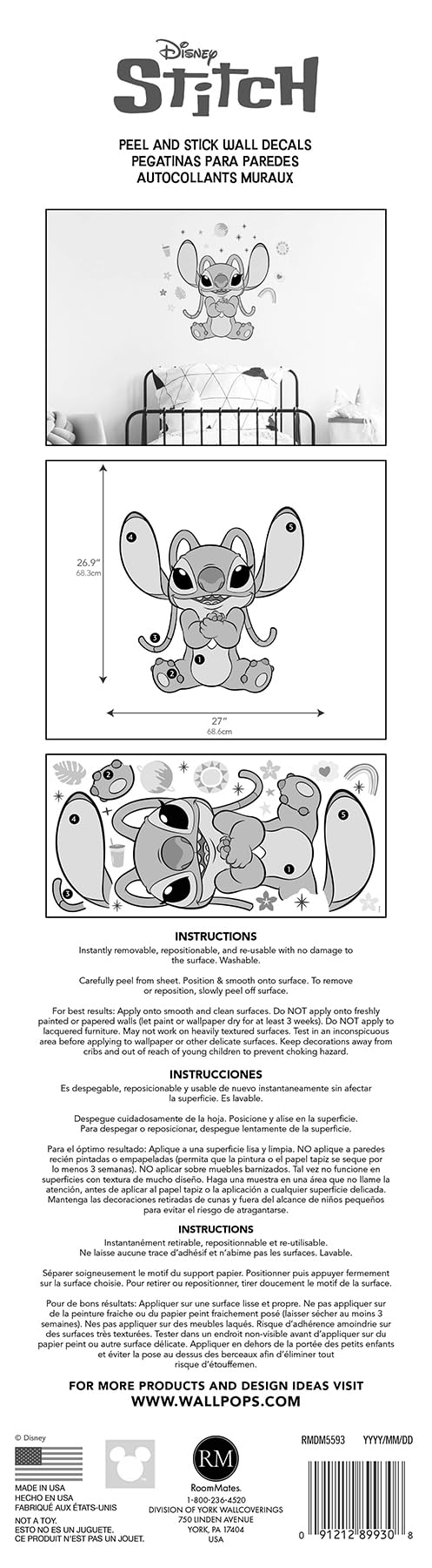 RoomMates Disney wall stickers Angel pack offers quick, flexible decor options.