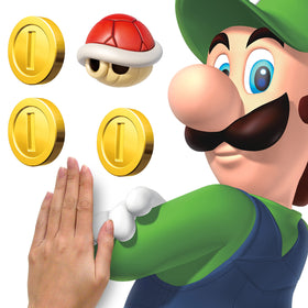 RoomMates Mario Luigi shell coins decal highlights classic visuals and play space.