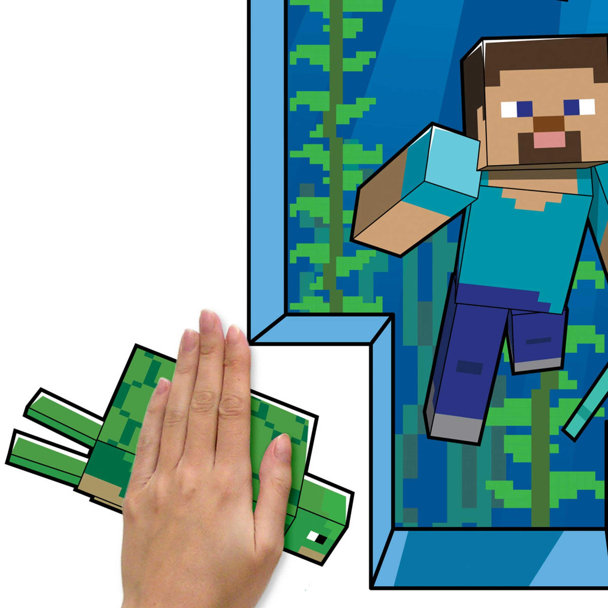RoomMates Minecraft Giant Wall Decal applies on smooth surfaces without damage.