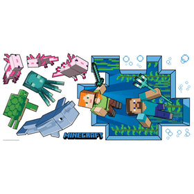RoomMates Minecraft Giant Wall Decal kit contents show 18 decals for creative decorating.