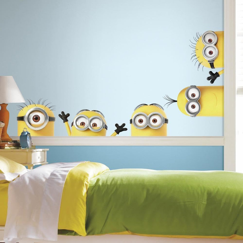 RoomMates Minions peeking wall decals for quick room makeover and playful decor.