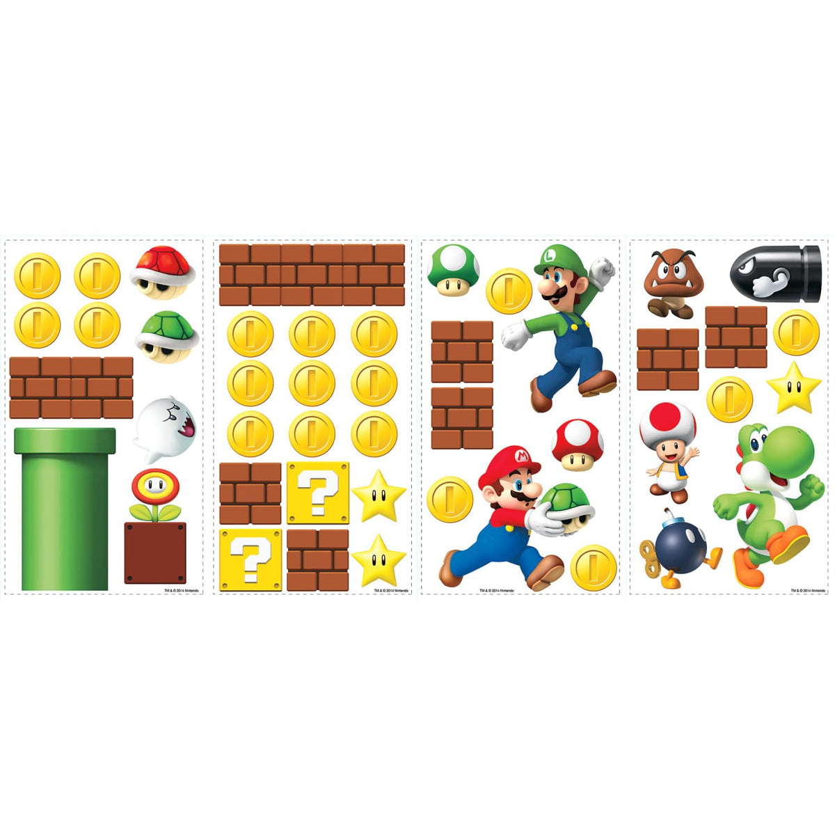 RoomMates Build-a-Scene accents create playful Mario wall scenes.