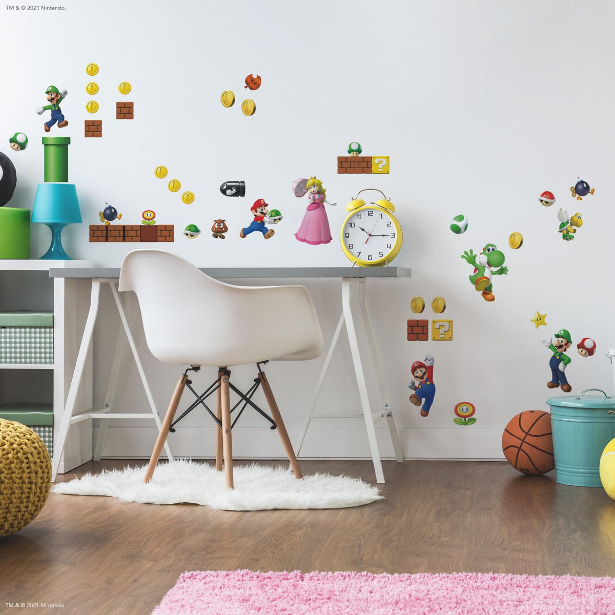 RoomMates Mario blocks decals create retro level vibes on walls.