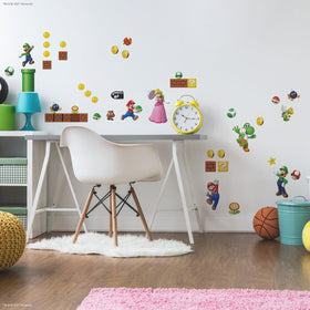 RoomMates Mario blocks decals create retro level vibes on walls.