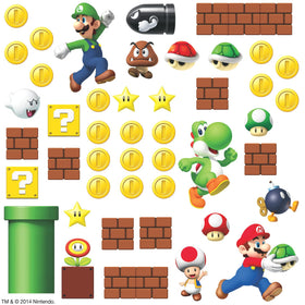 RoomMates Nintendo Mario decals featuring characters for quick wall decor.