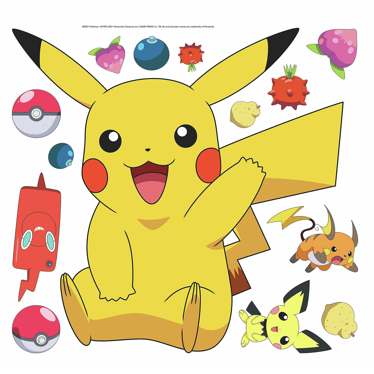 Pikachu wall decal applied to a smooth surface for quick decorating.