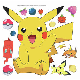 Pikachu wall decal applied to a smooth surface for quick decorating.