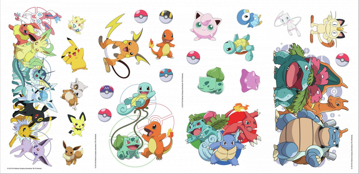 RoomMates Pokemon decal set on wall brings playful characters to life without wall damage