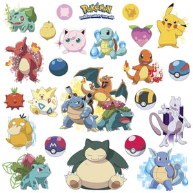 RoomMates Pokemon Iconic wall decal pack featuring 24 removable stickers for walls.